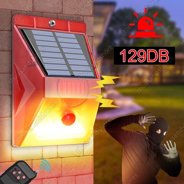 129db Police Grade Solar Burglar Alarm Light With Remote Control - ClickerMans