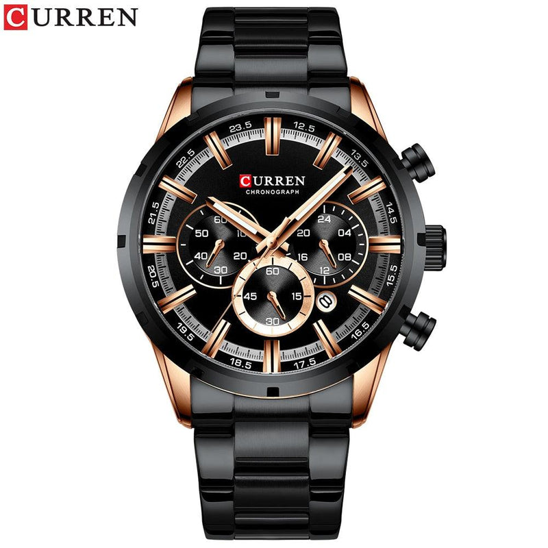 CURREN Men's Stainless Steel Luxury Sports Chronograph Watch - ClickerMans