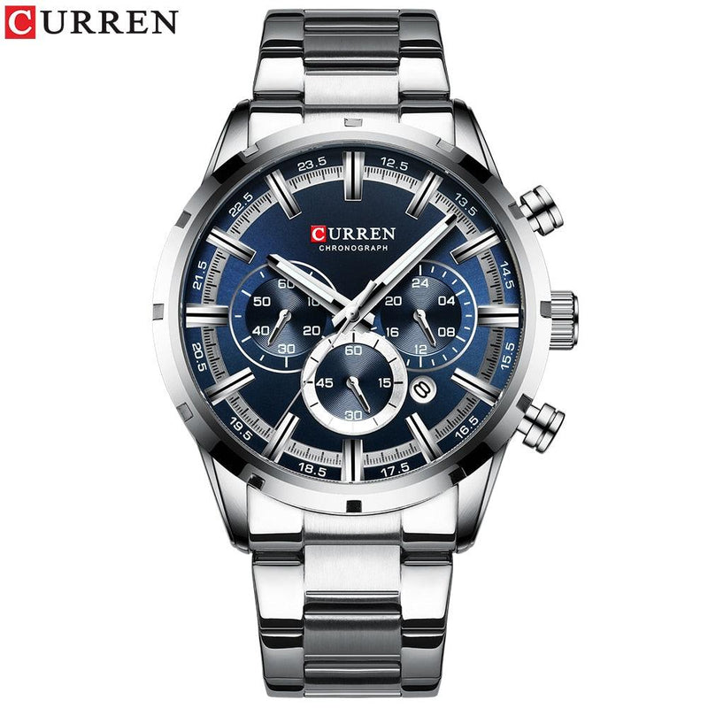 CURREN Men's Stainless Steel Luxury Sports Chronograph Watch - ClickerMans