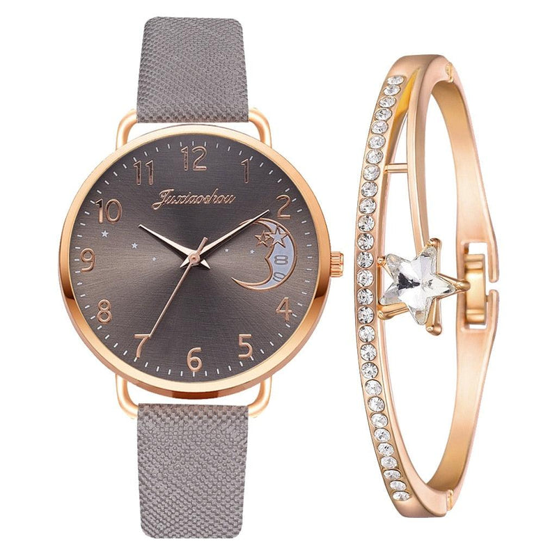 Women's Moon Watch Set With Bracelet - ClickerMans