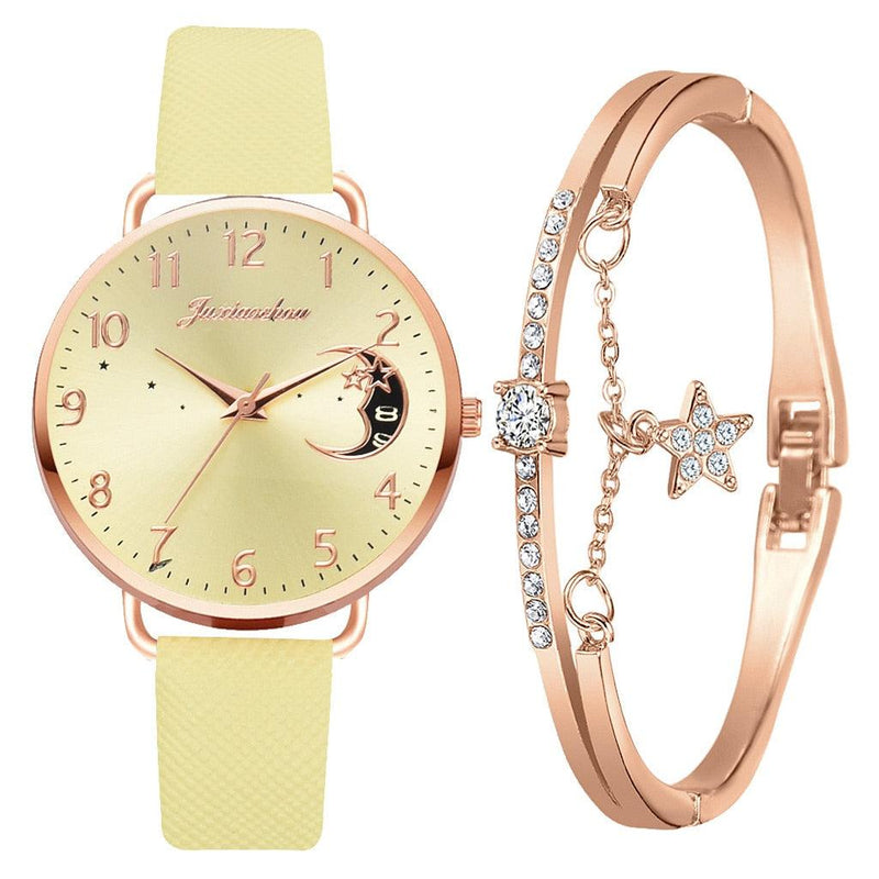 Women's Moon Watch Set With Bracelet - ClickerMans