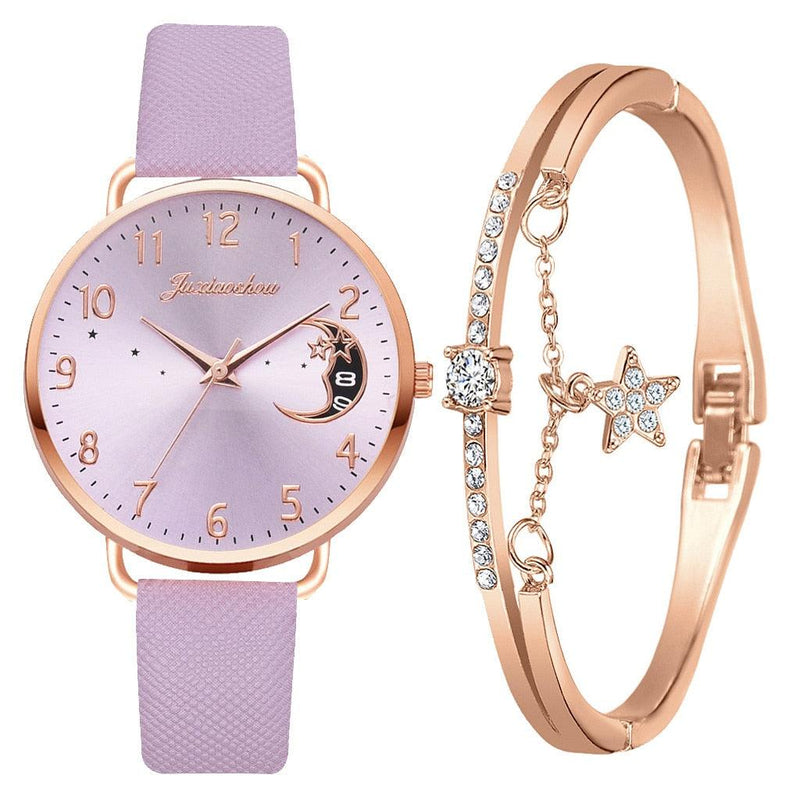 Women's Moon Watch Set With Bracelet - ClickerMans