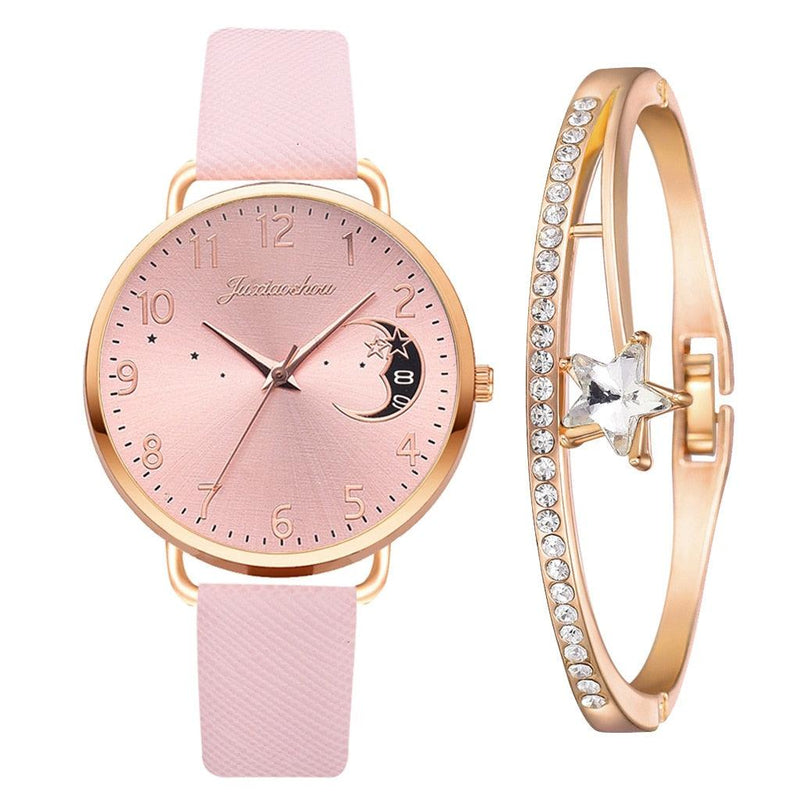 Women's Moon Watch Set With Bracelet - ClickerMans