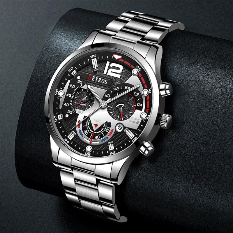 Reloj Hombre™️ Mens Luxury Stainless Steel Quartz Wristwatch - Clickermans