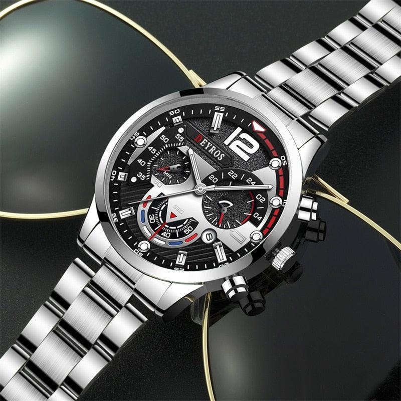 Reloj Hombre™️ Mens Luxury Stainless Steel Quartz Wristwatch - Clickermans