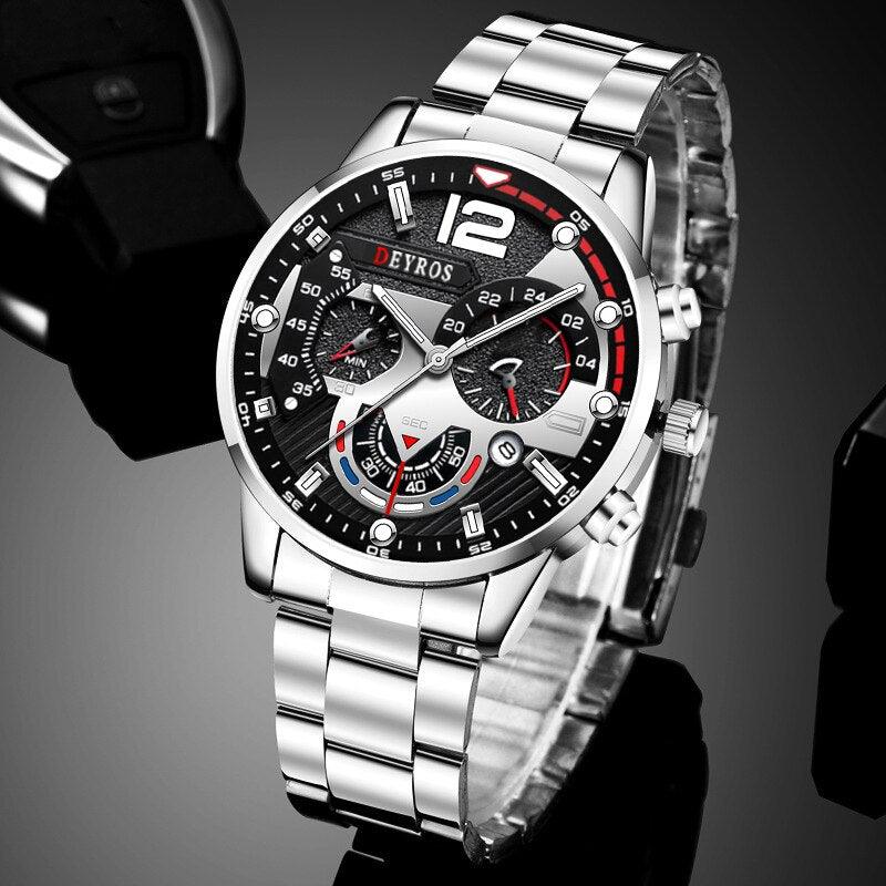 Reloj Hombre™️ Mens Luxury Stainless Steel Quartz Wristwatch - Clickermans